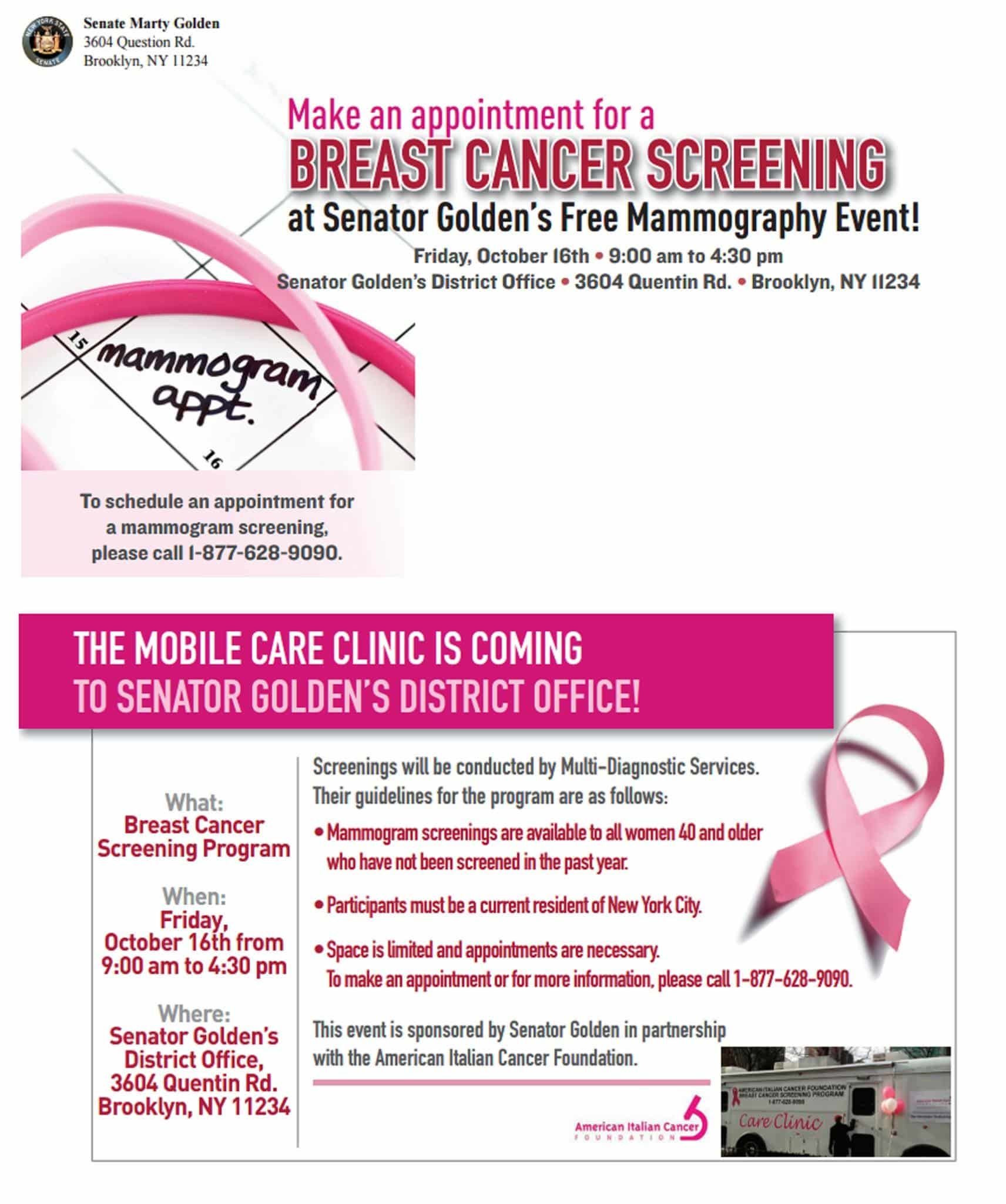 MAKE AN APPOINTMENT FOR A FREE BREAST CANCER SCREENING